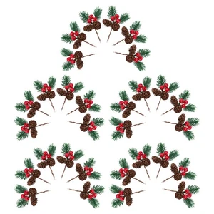  30 Piezas Artificial Berry Pine Picks Agujas Guirnalda de Navidad Ramita - Imagen 1 de 20