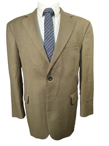 STAFFORD Mens Brown Check Wool CLASSIC FIT Sport Coat Blazer Jacket 44S - Picture 1 of 12