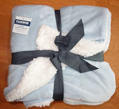 Cannon Plush Light Blue Sherpa Throw 50" x 60" New With Tag - Image 1 of 3