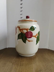 Rare Franciscan Apple Cookie Jar Lid Canister 10" Ivory Halfmoon Mark 1949-1953 - Picture 1 of 11
