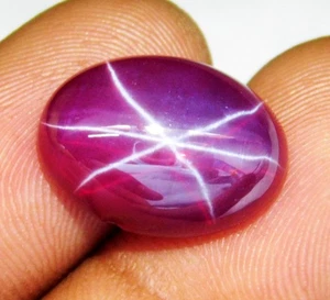 17.80 Ct  Natural 6 Rays Red Star Ruby Oval Cabochon Loose Gemstone Certified - Picture 1 of 11