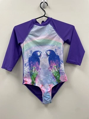 Купальник Limited Too для девочек с тематикой попугая фиолетовый с длинными рукавами размер 10/12 - Изображение 1 из 4