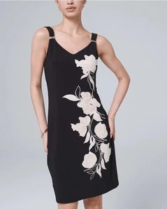 White House Black Market Lace Floral Print Sleeveless Dress Holiday Size M - Picture 1 of 13