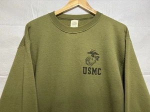 USMC Crewneck Sweatshirt Men’s Large Green Marines Military USA Vintage Clean - Picture 1 of 7