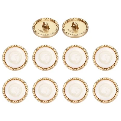 Botón de costura de metal vintage dorado de 20 mm redondo de metal, paquete de 10 blancos Foto 1 de 4