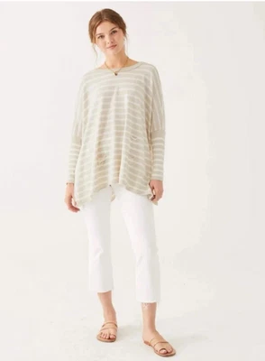 Suéter túnica de viaje MerSea para mujer Catalina a rayas color tostado arena blanco OS playero Foto 1 de 4