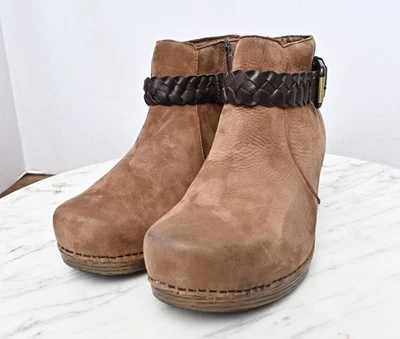 Dansko Brown Milled Nubuck Ankle Boots Side Zip Comfort Booties Womens Sz 40 9.5 - Image 1 of 4
