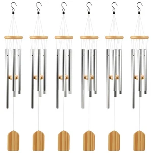6 Pieces Rustic Wind Chimes 28 Inch Deep Tone Windchimes with 6 Aluminum Tube... - Picture 1 of 7