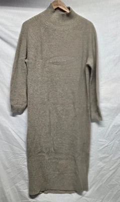 BODEN High Neck Knitted Midi Dress US Size 14 Tan Taupe Ribbed Mock Neck - Image 1 of 4