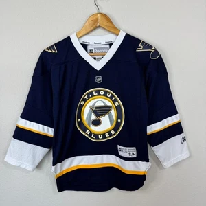 Reebok St Louis Blues Hockey Jersey Youth S/M Fits Adult XS/S Navy White NHL - Picture 1 of 7