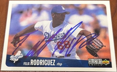 1996 Collector’s Choice FELIX RODRIGUEZ #587 🔥Dodgers ⚾️ GORGEOUS Autograph 1/2 - Image 1 of 2