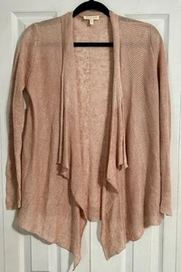 Eileen Fisher Petite Medium Leinen Strick drapiert Cardigan vorne offen rosa Pullover - Bild 1 von 12