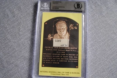 BGS BABE RUTH "42" SIGNED CUT HANDWRITTEN HOF PLAQUE NY YANKEES BAS BECKETT - Image 1 of 4