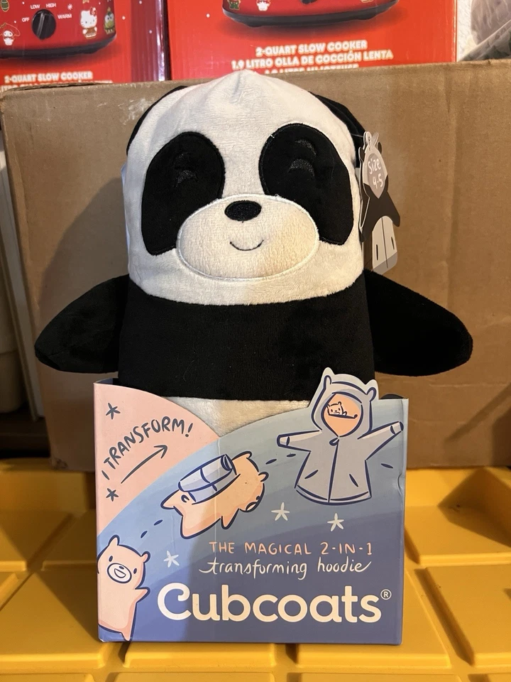 Jaqueta Cubcoats Kids Papo the Panda 2 em 1 bicho de pelúcia tamanho 4-5 nova na caixa - Imagem 1 de 4