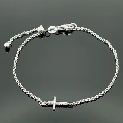 ARMBAND AUS 925/-SILBER RHODINIERT MIT DIAMANTEN (GES. CA. 0,05 CT.) SCHMUCKJAGD - Bild 1 von 4
