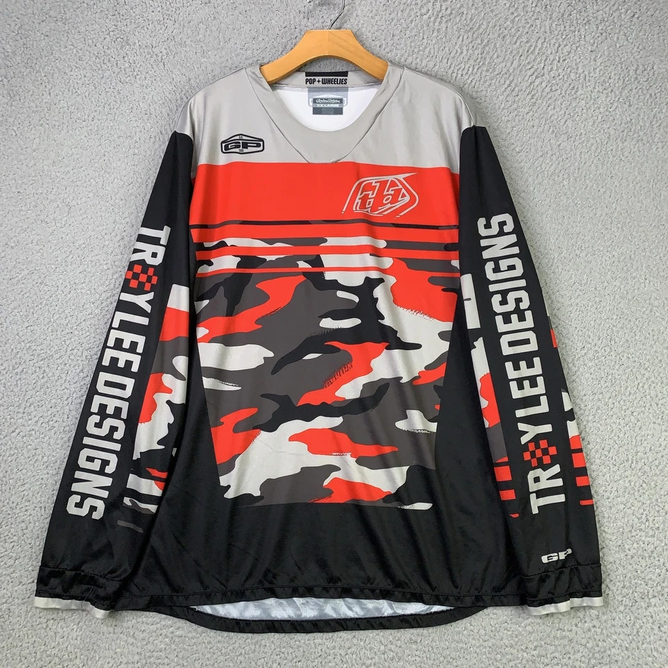 Troy Lee Designs Shirt Mens 2XL Red Black Camo Jersey Motocross MTB Biker MTX - Imagem 1 de 4