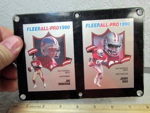 NFL SF 49ers 1990 Joe Montana, Jerry Rick Fleer card in plastic protective case - Picture 1 of 3