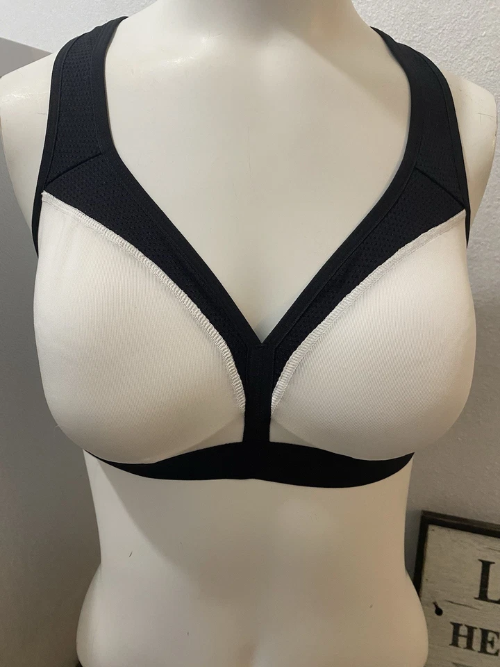 Champion White & Black Racerback athlertic Sports Bra Medium - Image 1 of 4