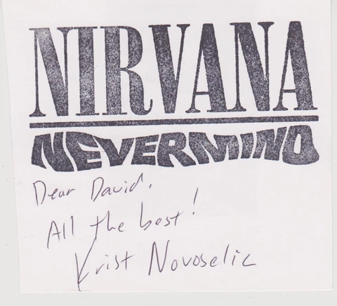 SIGNED KRIST NOVOSELIC CARD - NIRVANA NEVERMIND Cover