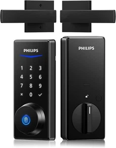 Philips Front Door Lock Set, Electronic Fingerprint Lock with 2 Lever Handles... - Picture 1 of 9