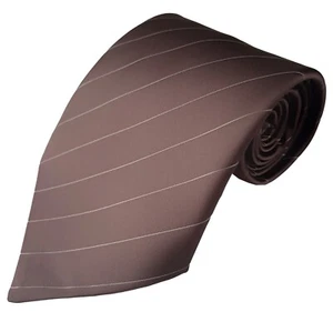 Men's Extra Wide 5 Inch Kipper Neck Tie (Brown with White Pin Stripe) - Picture 1 of 3