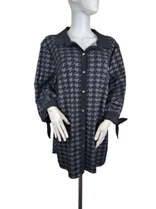Slim Factor Women's Top Shirt Size 3X 3/4 Sleeve Button Up Black White (25) - Picture 1 of 9