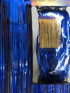 2m x 1m Electric Blue Shimmer Foil Curtain Hanging Decoration Parties Events - Picture 1 of 8