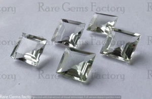 Natural Green Amethyst/Prasiolite Square Shaped Faceted Cut Gemstones, - Picture 1 of 13