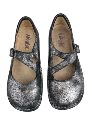 Alegria Jill Mary Jane Clog Women's Size 9.5-10 Metallic Silver Leather Shoe - Image 1 of 4