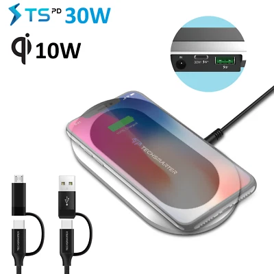 Techsmarter Multi USB C Charging Station with Wireless Charger iPhone Samsung - Image 1 of 4