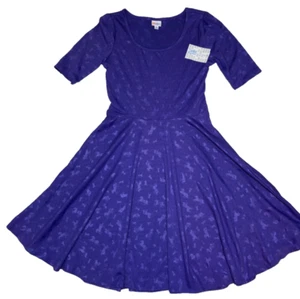 Vestido para mujer LuLaRoe talla XL Nicole púrpura oscuro unicornios patinadora en relieve nuevo con etiquetas - Imagen 1 de 5