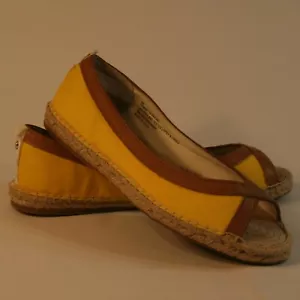 Tommy Bahama Violine Peep Toe Espadrille flache Schuhe gelb Slipper Gr. 9B - Bild 1 von 7