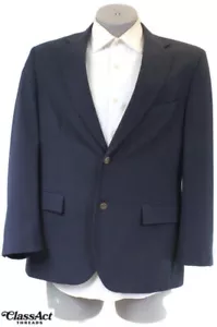 Dockers Suit Jacket Blue Polyester Wool Blazer Sport Coat Metal Buttons 40R - Picture 1 of 10