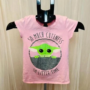Star Wars Girls Size 7/8 Baby Yoda Tee – “So Much Cuteness” Pink Shirt - Picture 1 of 3