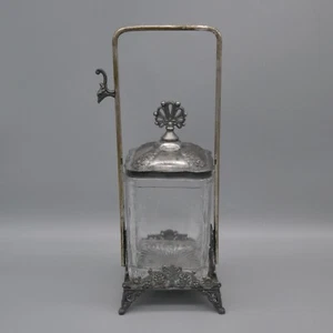 Antike 1890er quadratische Pickle Castor EG Webster Son versilbert floral Repousse - Bild 1 von 24