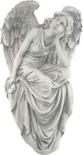 Angel Woman Statue 15 Inch Resin Mythology White Medium Carved Art Deco Novelty
