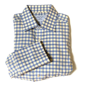 Charles Tyrwhitt Men's Slim Fit Non-Iron PLAID Yellow Blue Shirt Size 16 34 - Picture 1 of 4