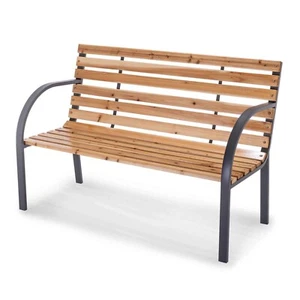 Practixx Gartenbank Holz Metall wetterfest anthrazit 2-Sitzer Parkbank Sitzbank - Bild 1 von 5