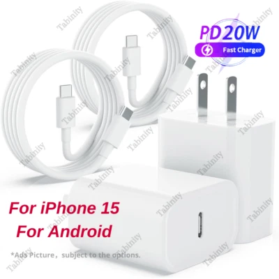 For iPhone 15 16 Pro 60W USB-C to USB-C Fast Charger Cable Type C PD 20W Adapter - Image 1 of 4
