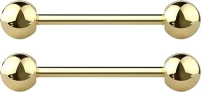 2pcs Tongue Rings 14G Titanium Straight Barbell Tongue Nipple Ring 1/2",5/8" - Image 1 of 4