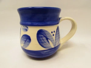 Villa Flora by Pfaltzgraff Blue Leaf Flowers Dots& Band Multimotif Mug B24 - Picture 1 of 1