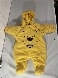 Disney Winnie The Pooh Infant Sz 3-6M Soft Snow Body Suit. Side Zips. Hoodie. - Picture 1 of 6