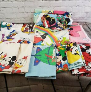 Large Lot of Vintage Mickey Mouse & Friends Sheets Flats Fitted Pillowcases 