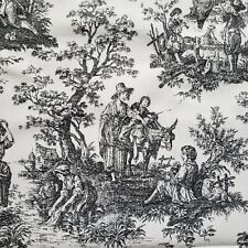 New Waverly Rustic Toile Black & White Upholstery Fabric 55" x 63"
