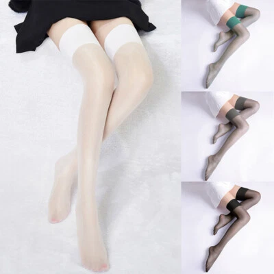 Damen Wetlook Öl Glänzend Strümpfe Satin Halt Geschnürt Strumpfhose Kniestrümp / - Bild 1 von 4