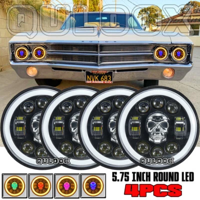 For Buick GS 455 1970-1972 4pcs 5-3/4 5.75"inch LED-Halo Headlights Beam Foto 1 de 4