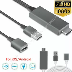 HDMI Mirroring Cable 1080P Phone to TV HDTV Adapter Cord for iPhone iPad Android - Picture 1 of 12