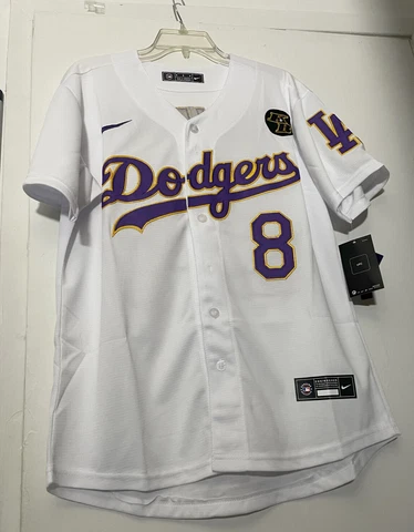 Kobe Bryant Los Angeles Dodgers #8 Front #24 Back KB patch white jersey Cover