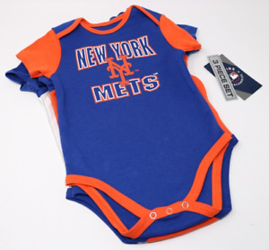 Genuine Merchandise New York Mets Baby NEWBORN Snapsuit Set of 3 Infant NWT