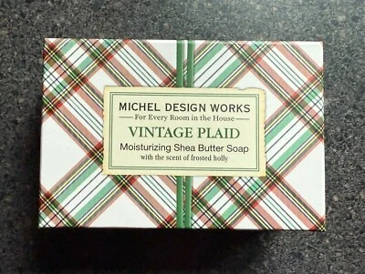 Michel Design Works FROSTED HOLLY - VINTAGE PLAID Shea Butter Soap Bar 4.5 oz - Image 1 of 4